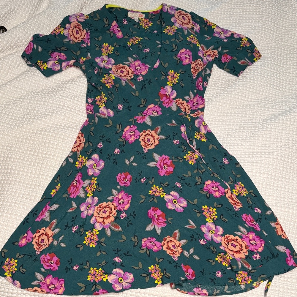 Gianni Bini Teal Floral Midi Dress